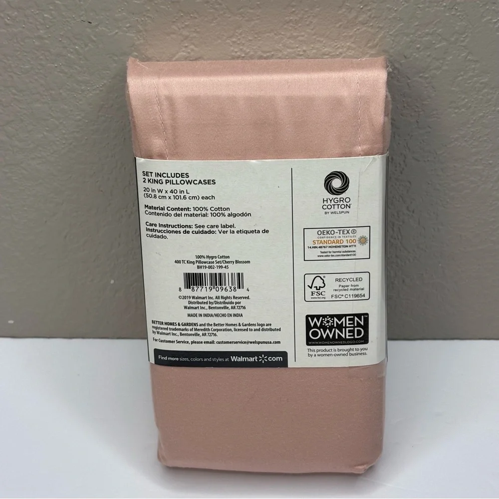 Better Homes & Gardens Blush King Performance Pillowcase Set 400 Thread Count
